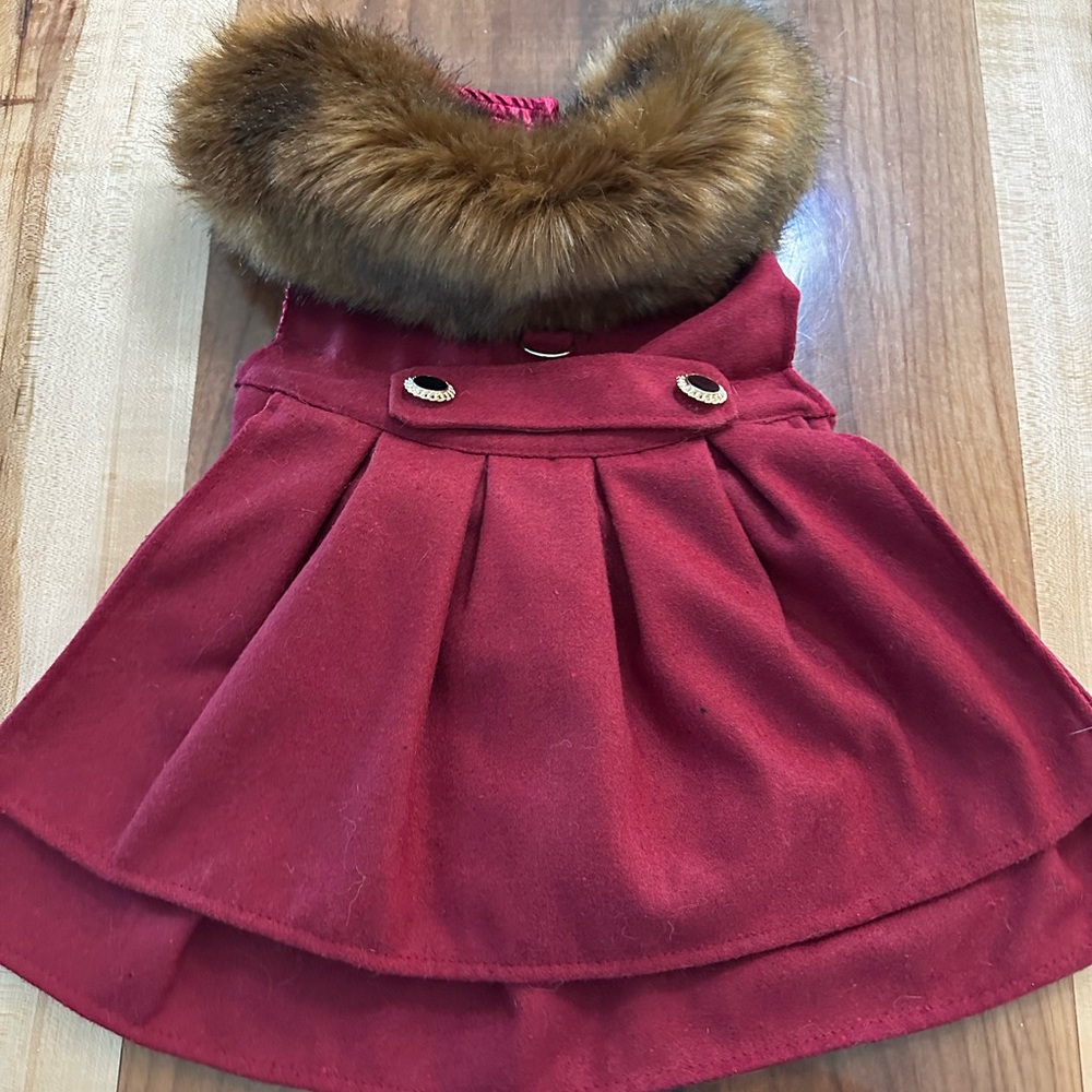 Doggie Design Wool Fur Trimmed Dog Harness Coat